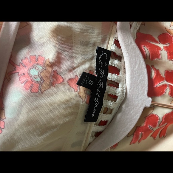 For Love And Lemons Orange Pink Flutter Sleeve Midi Skirt Set - Picture 5 of 7